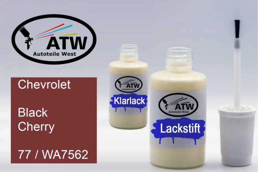 Chevrolet, Black Cherry, 77 / WA7562: 20ml Lackstift + 20ml Klarlack - Set, von ATW Autoteile West.